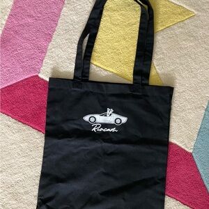Black Riocam Handle Brand Cotton Canvas Totebag Sports Car Legs Auto Enthusiast